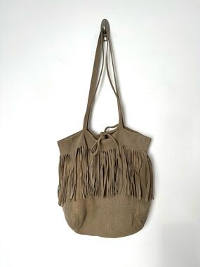 Boho Western Suede Fringe Bucket Bag Prairie Cowgirl Festival Slouchy Country